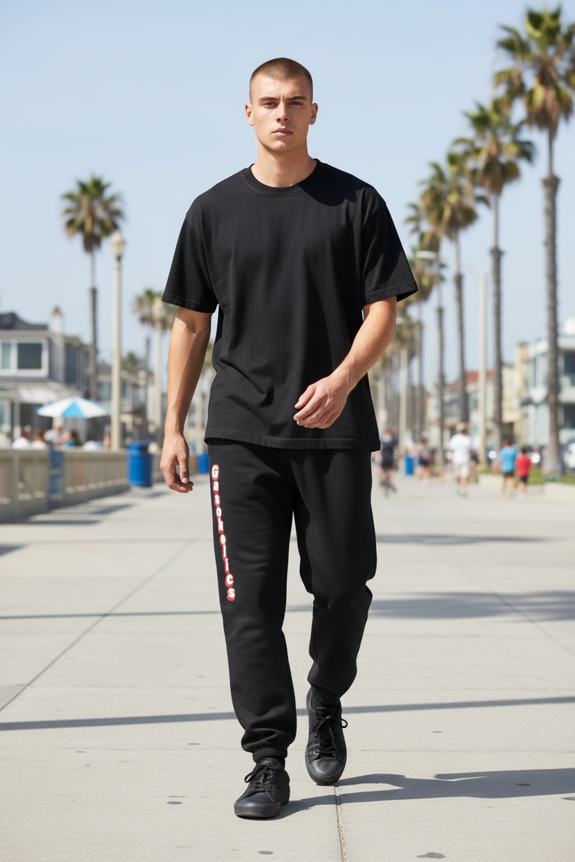 New Font! Gasoholics Sweatpants -Black